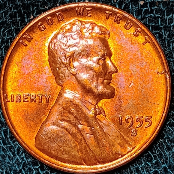 🔥😲1955 💯S/S/S 💯Lincoln Wheat Penny, 💥Extremely Brilliant!!!❤️ - Picture 3 of 8